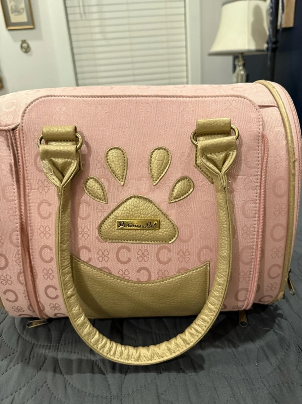 Parisian Pet Pink & Gold Carrier only used 1 time and in excellent condition..